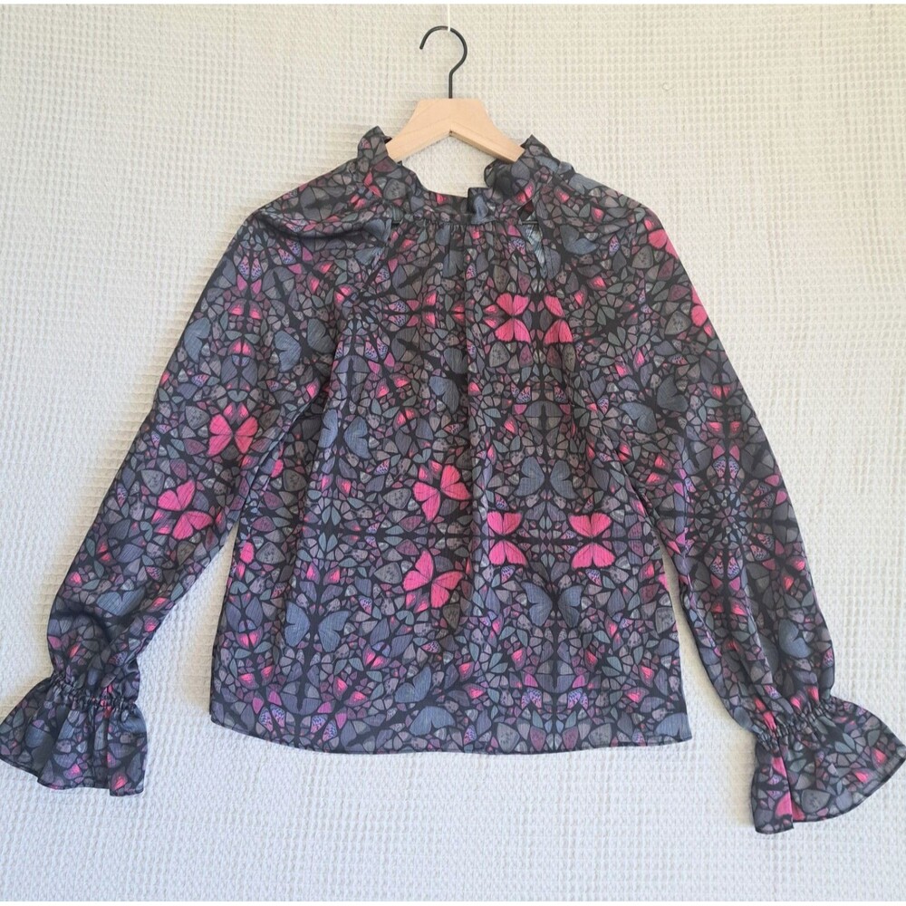 Ted Baker London Womens 1 US 4 Heiydii Butterfly Cut Out Blouse Top Kaleidoscope
